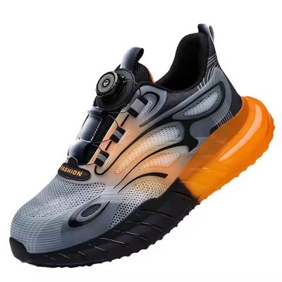 خرید Summer BOA Rotating Button Work Shoes KPU Flying Knit Comfortable Safety Shoes Kevlar Anti-stab TPU Popcorn Shoe Sole Work Shoes online manufacture