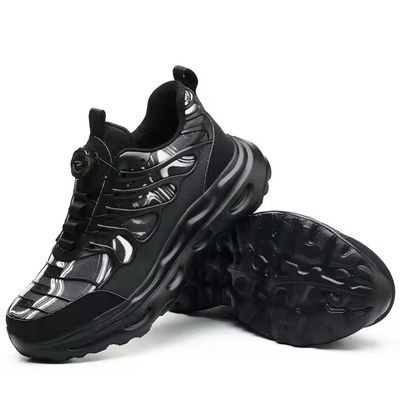 خرید Black BOA Rotating Button Work Shoes Flying Knit TPU Safety Shoes Kevlar Anti-stab EVA Sole Work Shoes online manufacture