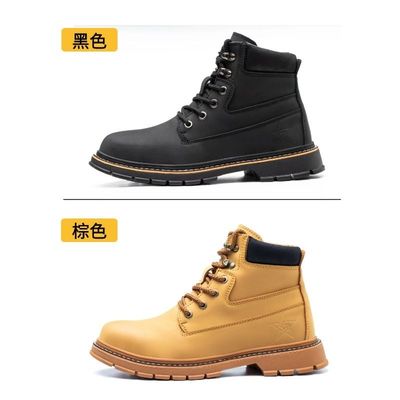 گندم مایکرو فایبر چرم مردان چکمه های امنیتی کار استیل پا کفلر وسط کف ضد چاقو لاستیک