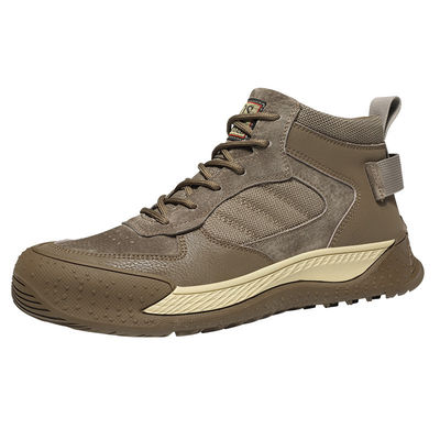 Beige Suede Industrial Safety Shoes Khaki Anti-smashing Steel Toe Work Shoes Bulletproof Kevlar Mid Sole Rubber Sole